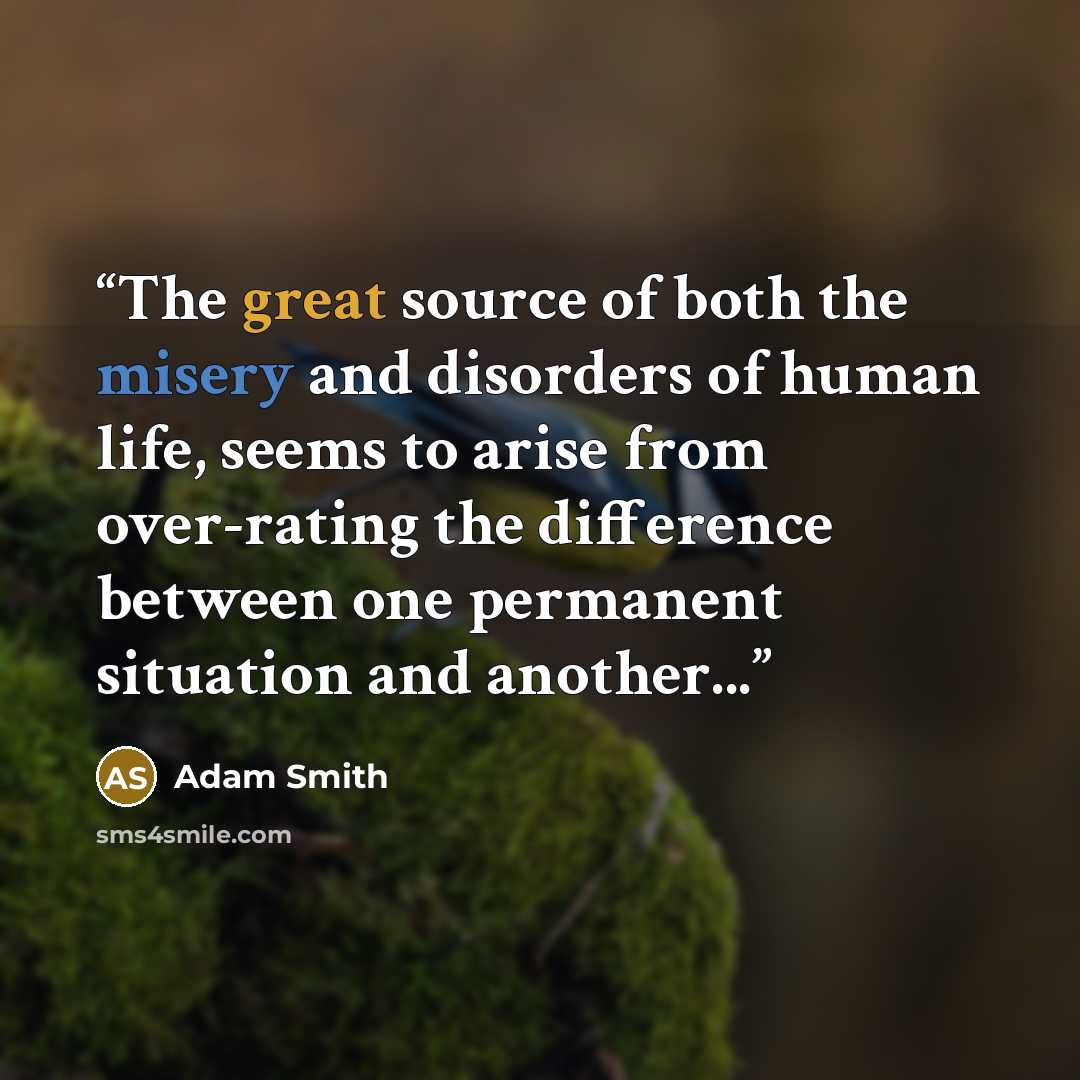 “The great source of both the misery and disorders of human life, seems to arise from over-rating the difference between one permanent situation and another...” quote by Adam Smith