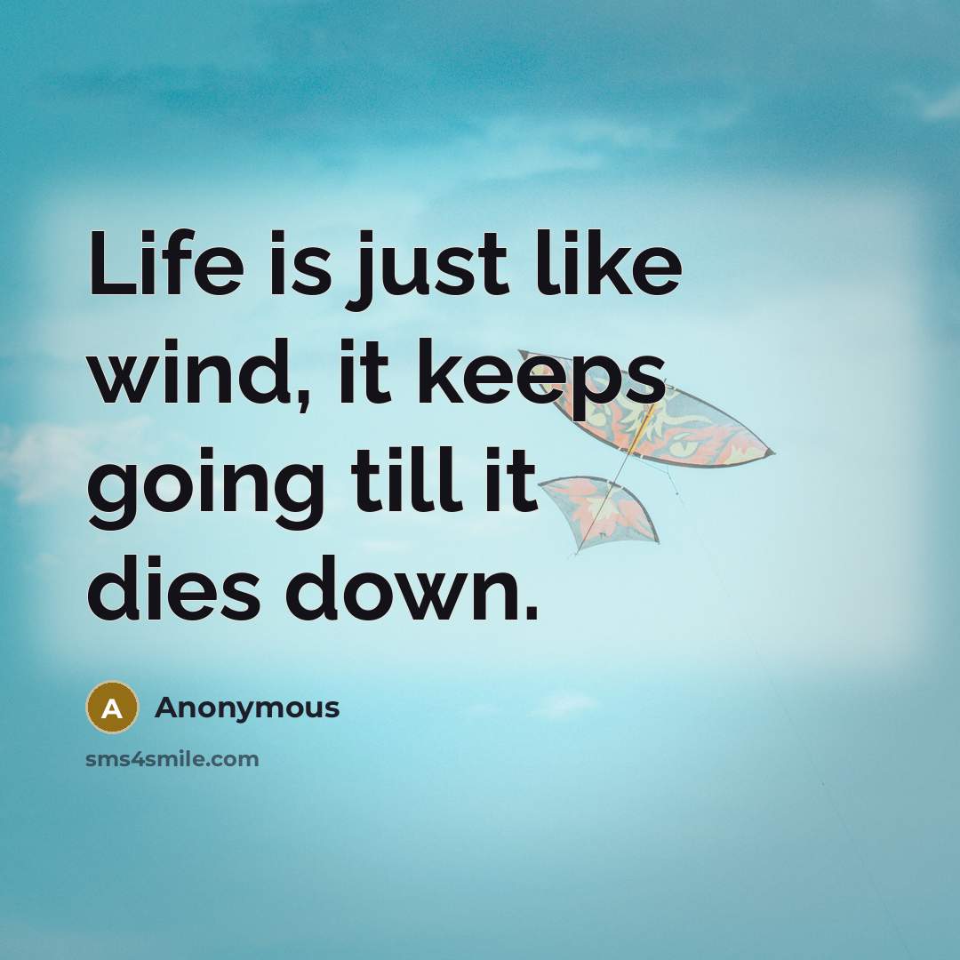 “Life is just like wind, it keeps going till it dies down.” quote by Anonymous