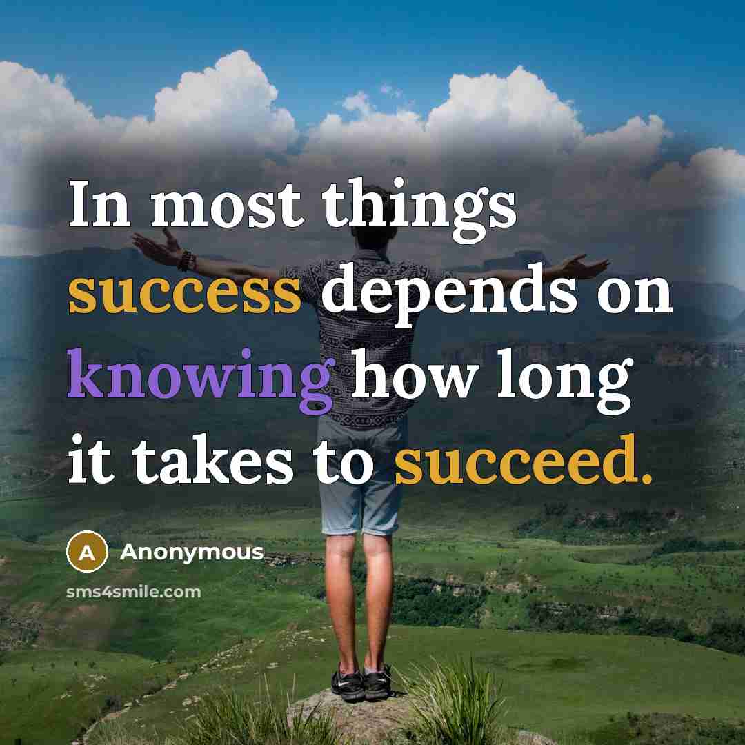 “In most things success depends on knowing how long it takes to succeed.” quote by Anonymous