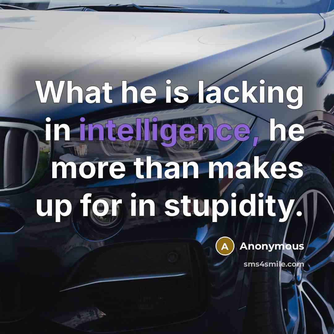 “What he is lacking in intelligence, he more than makes up for in stupidity.” quote by Anonymous