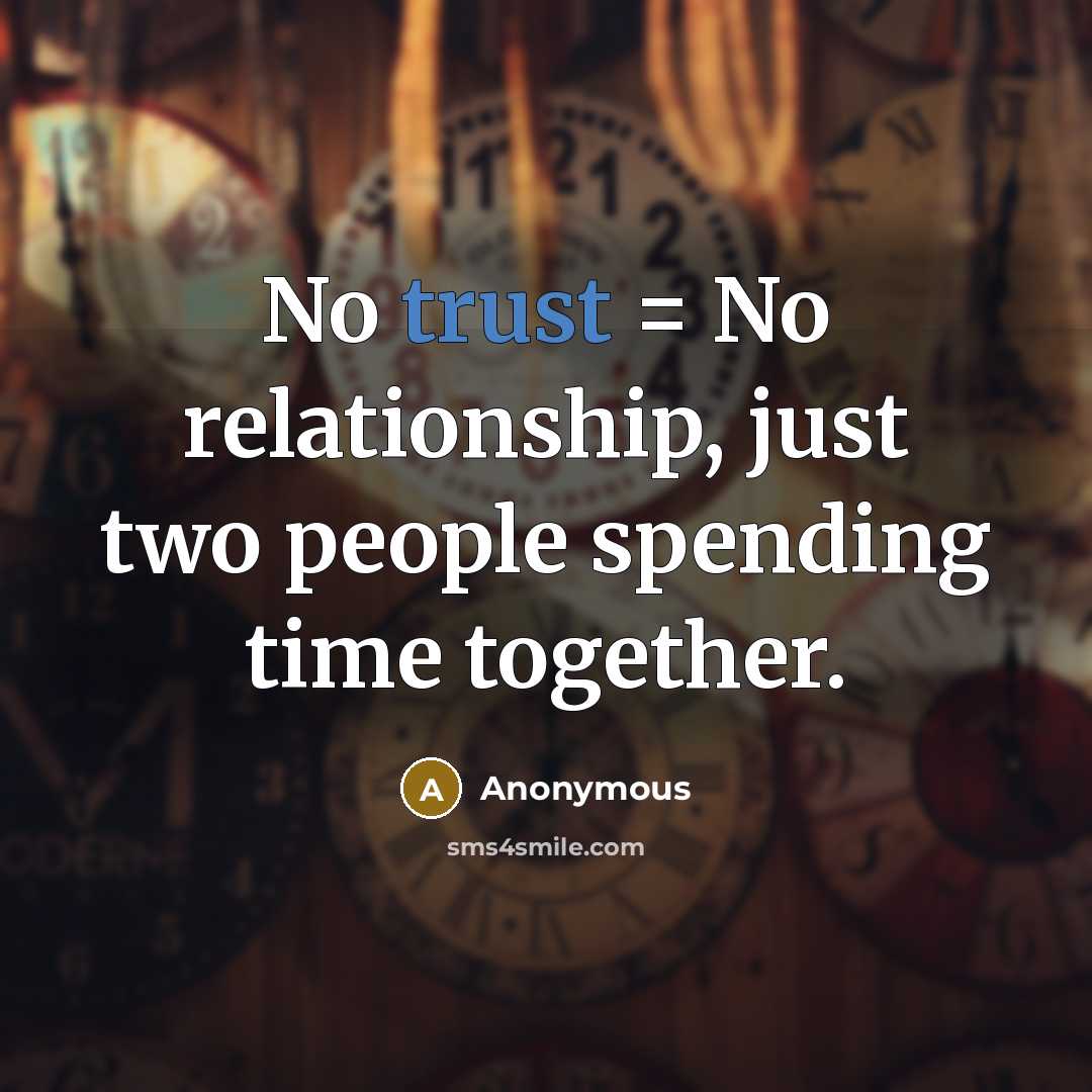 “No trust = No relationship, just two people spending time together.” quote by Anonymous