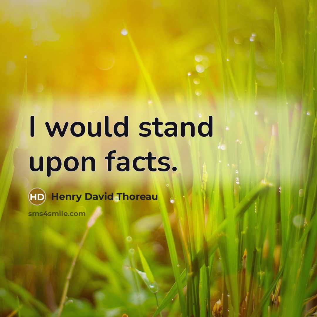 “I would stand upon facts.” quote by Henry David Thoreau