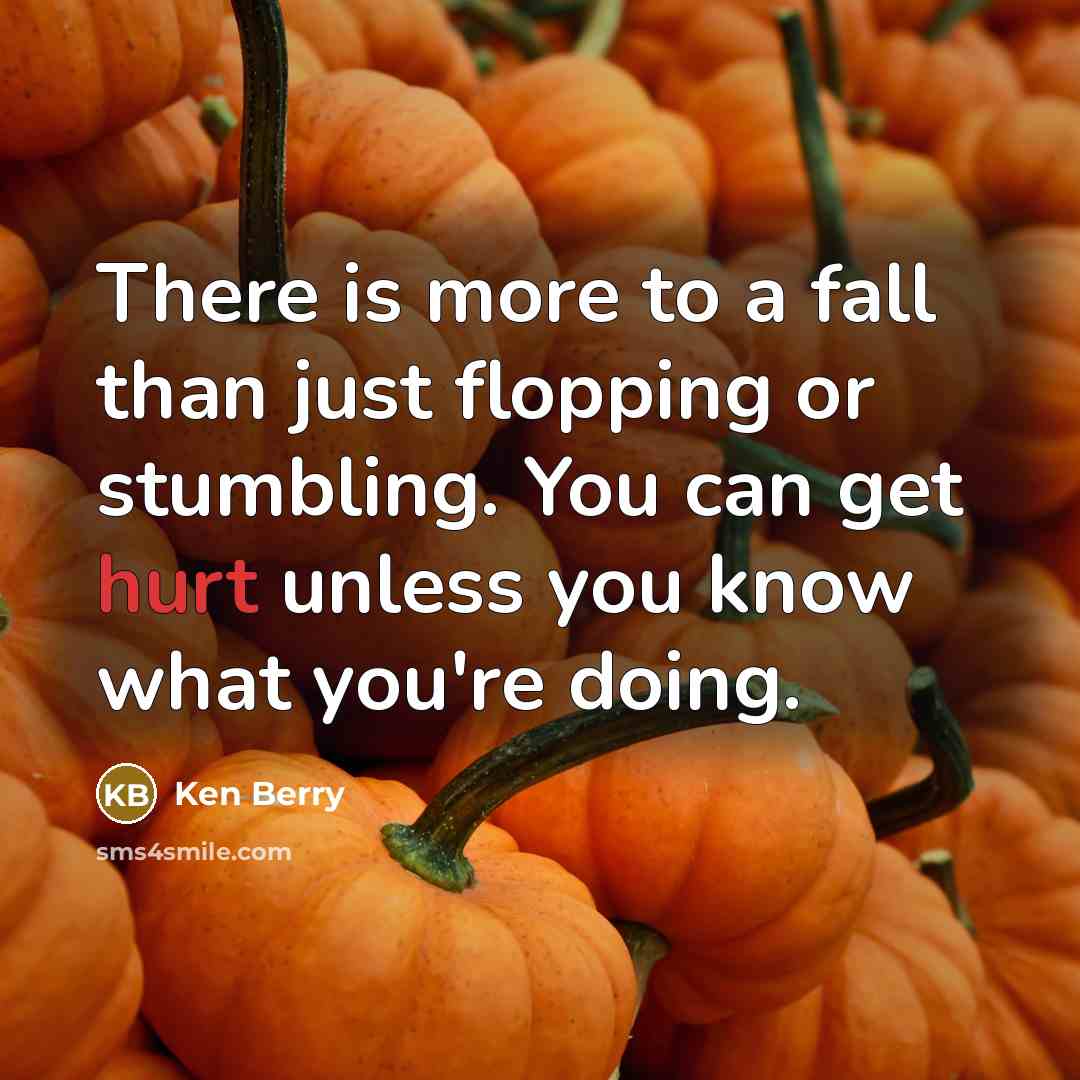 “There is more to a fall than just flopping or stumbling. You can get hurt unless you know what you're doing.” quote by Ken Berry