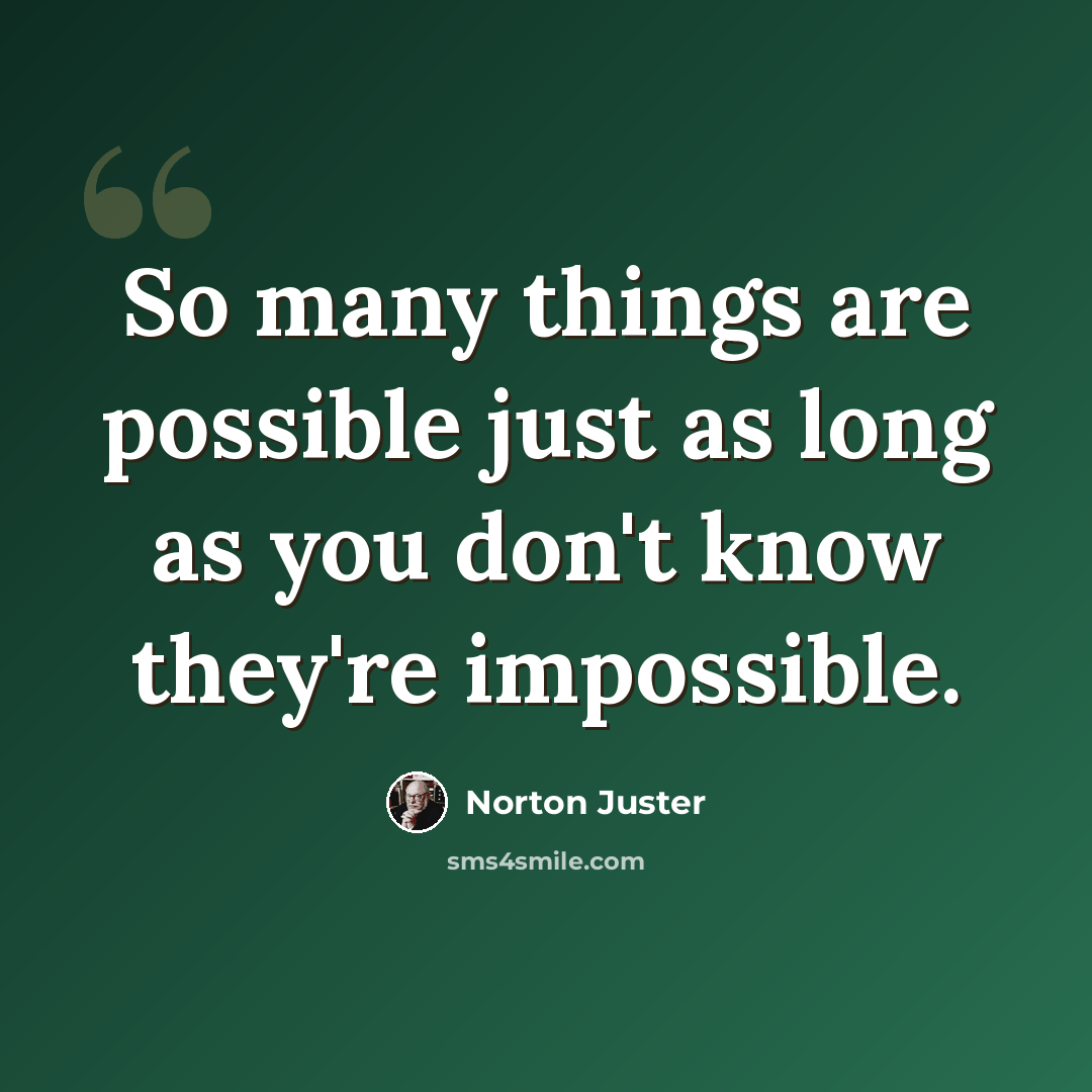 “So many things are possible just as long as you don't know they're impossible.” quote by Norton Juster