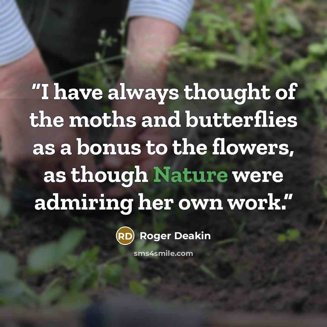 “I have always thought of the moths and butterflies as a bonus to the flowers, as though Nature were admiring her own work.” quote by Roger Deakin
