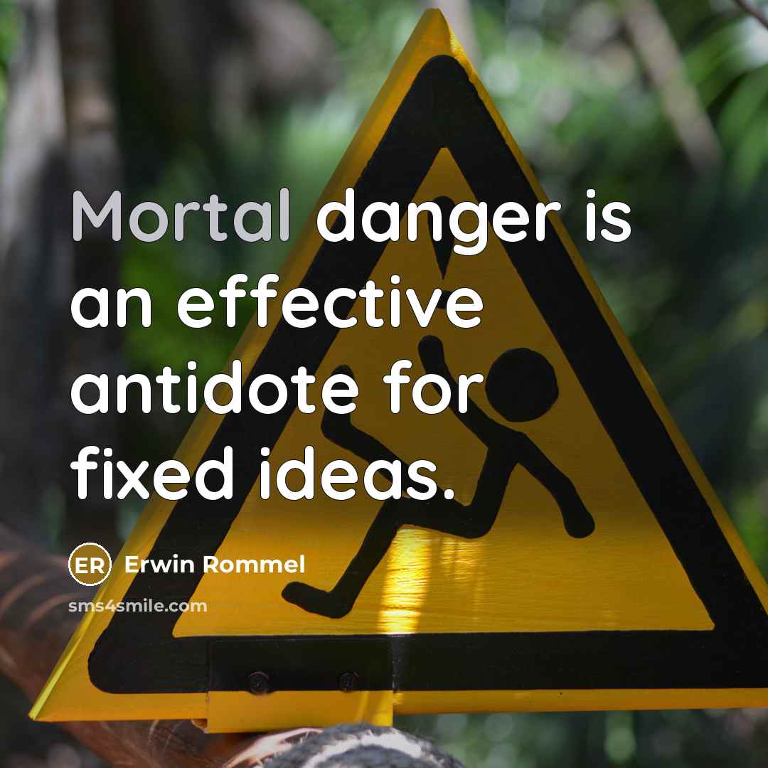 “Mortal danger is an effective antidote for fixed ideas.” quote by Erwin Rommel