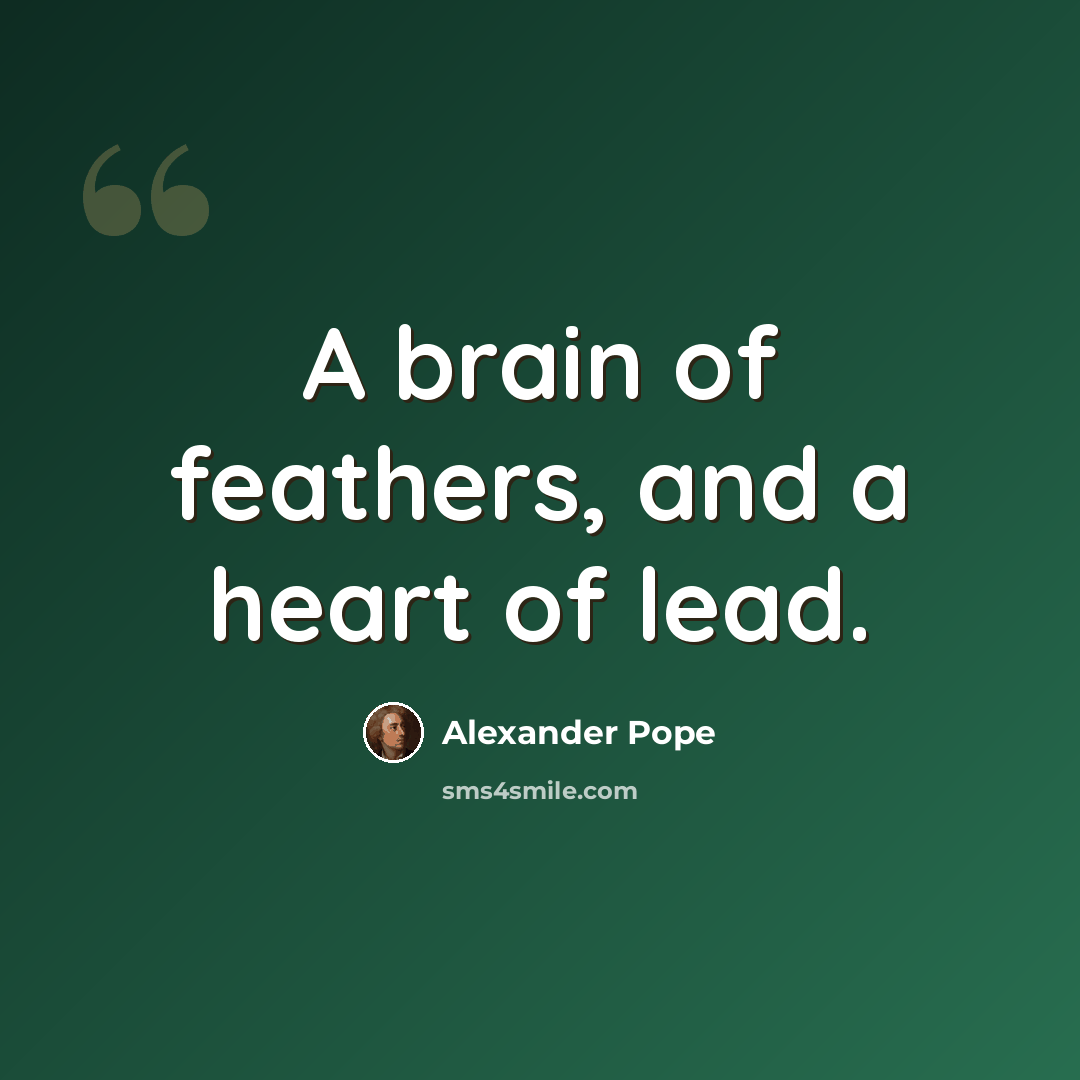 “A brain of feathers, and a heart of lead.” quote by Alexander Pope