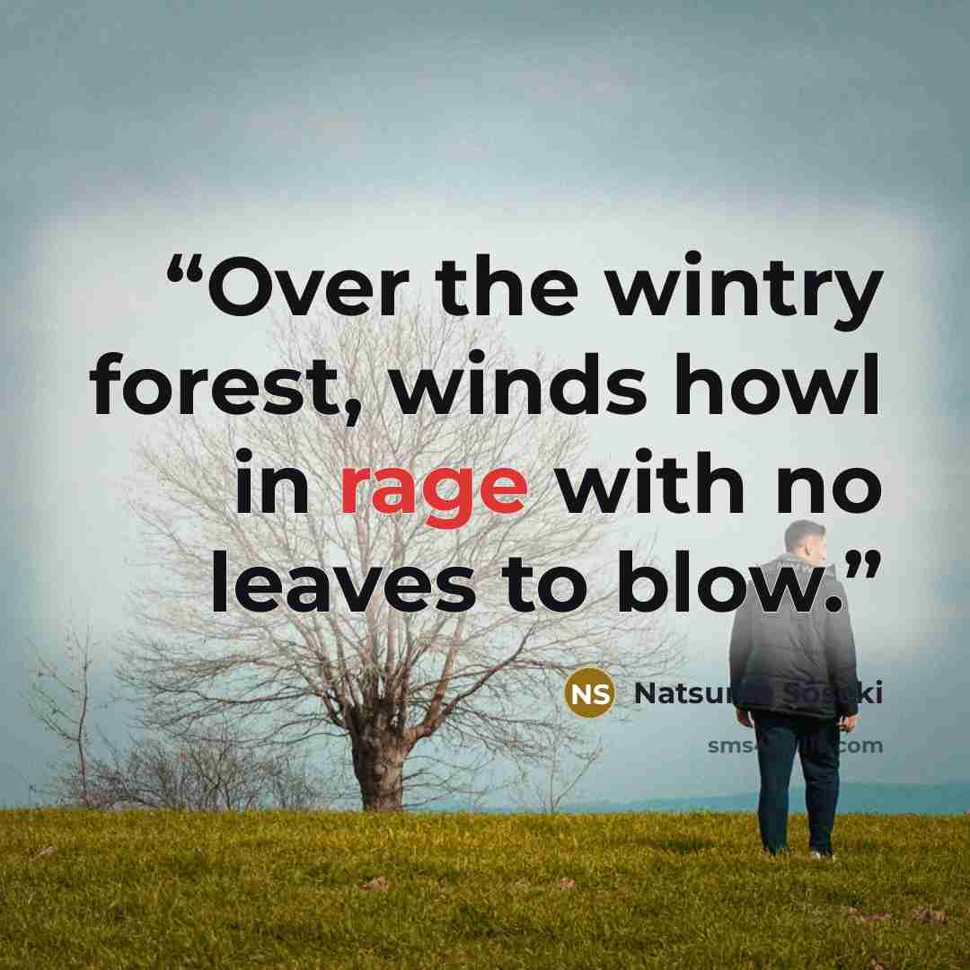 “Over the wintry forest, winds howl in rage with no leaves to blow.” quote by Natsume Sōseki