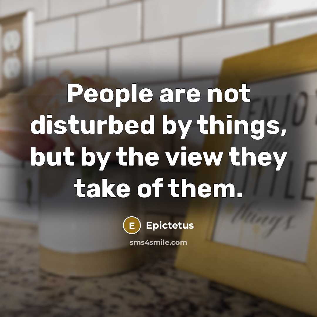 “People are not disturbed by things, but by the view they take of them.” quote by Epictetus