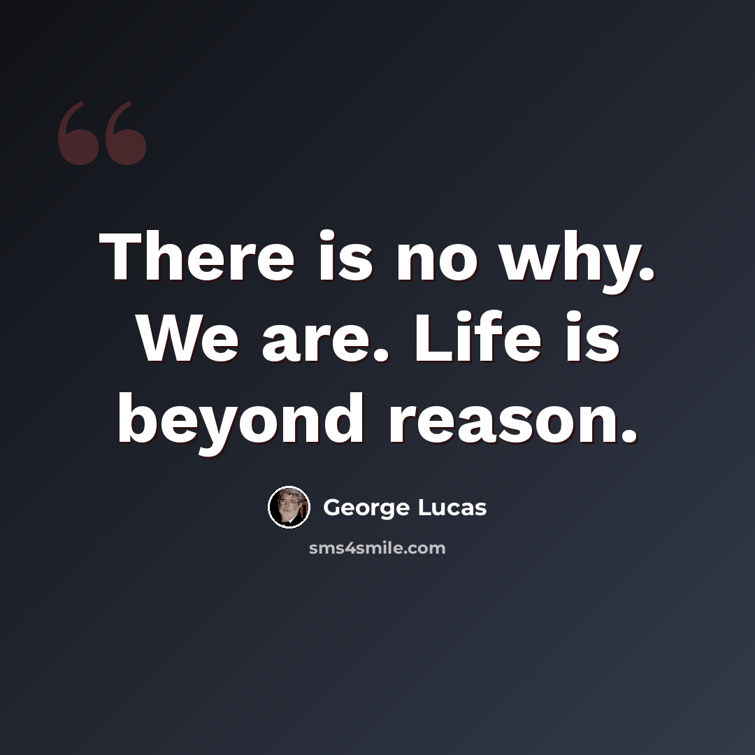 “There is no why. We are. Life is beyond reason.” quote by George Lucas