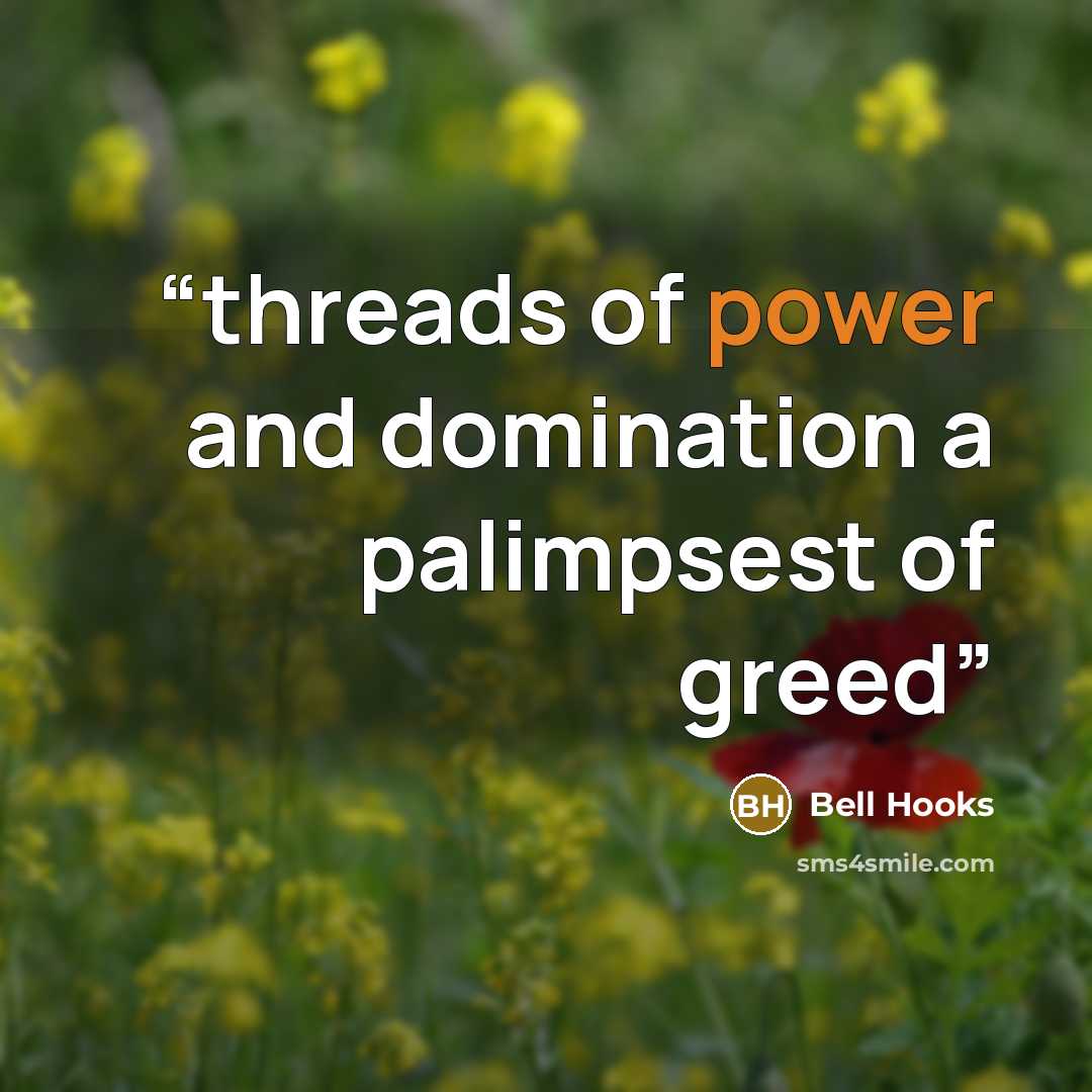 “threads of power and domination a palimpsest of greed” quote by bell hooks