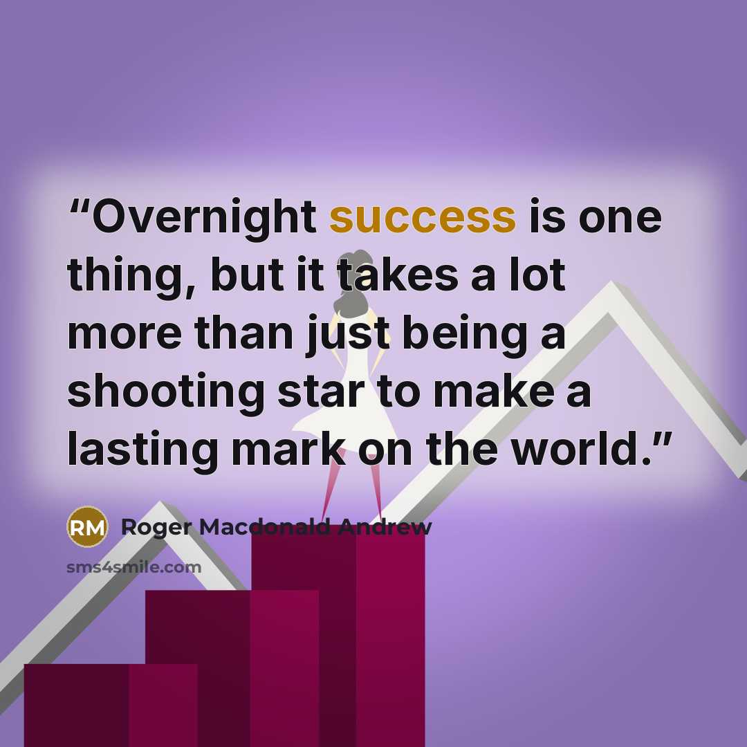 “Overnight success is one thing, but it takes a lot more than just being a shooting star to make a lasting mark on the world.” quote by Roger Macdonald Andrew