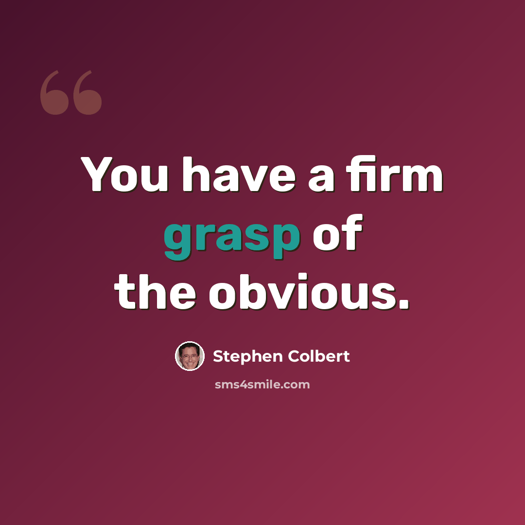 “You have a firm grasp of the obvious.” quote by Stephen Colbert