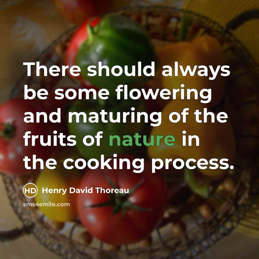 “There should always be some flowering and maturing of the fruits of nature in the cooking process.” quote by Henry David Thoreau