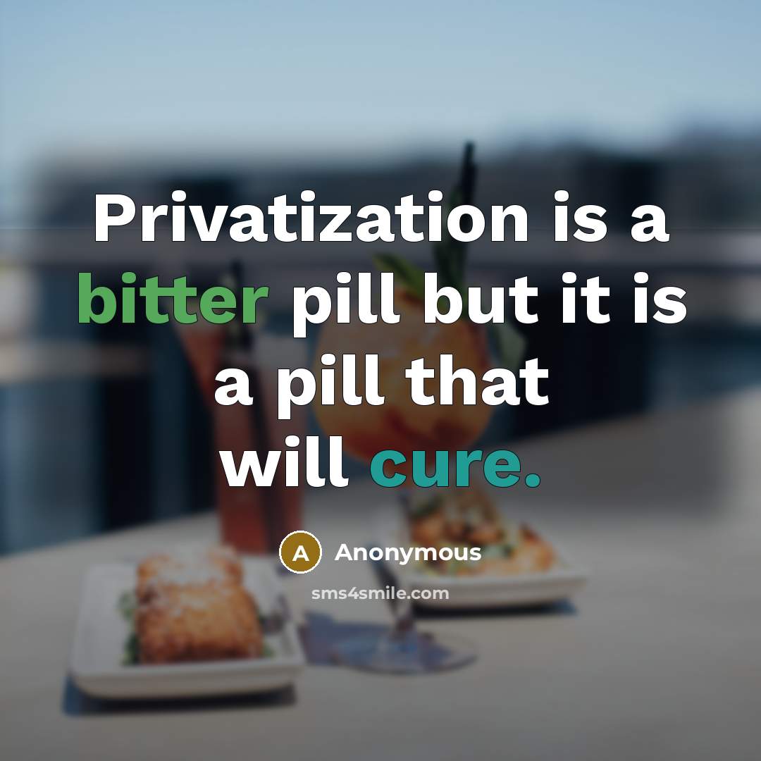 “Privatization is a bitter pill but it is a pill that will cure.” quote by Anonymous