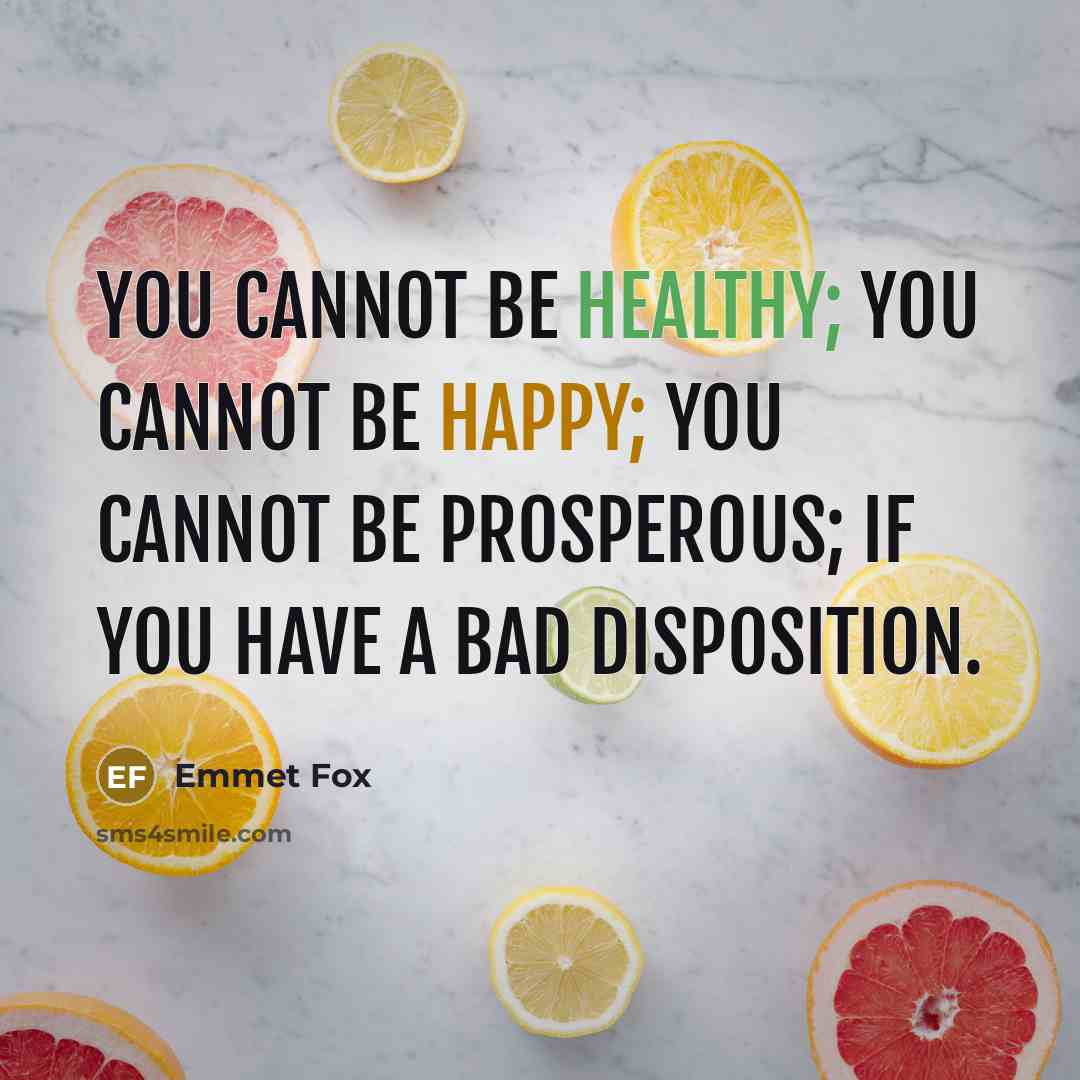“You cannot be healthy; you cannot be happy; you cannot be prosperous; if you have a bad disposition.” quote by Emmet Fox