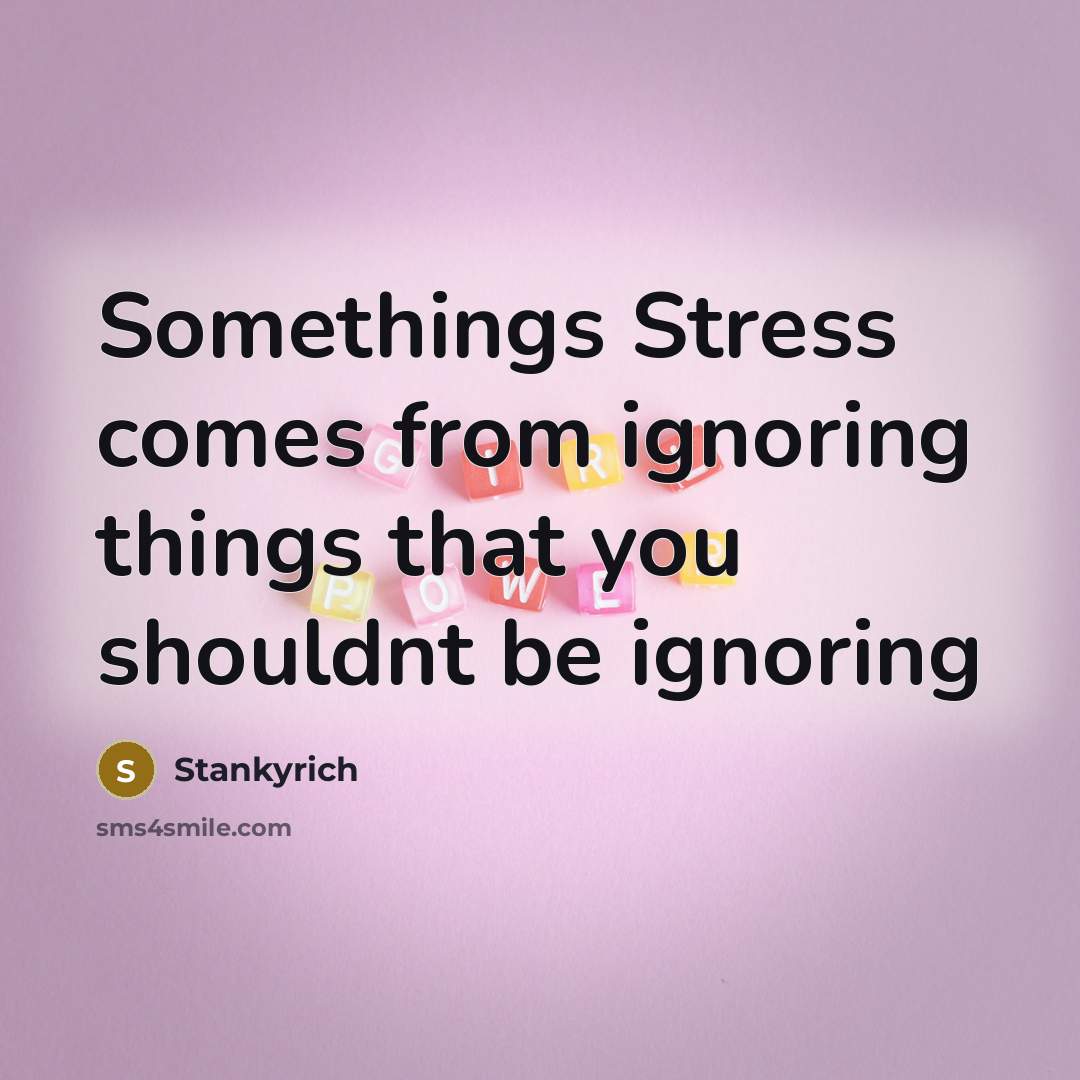 “Somethings Stress comes from ignoring things that you shouldnt be ignoring” quote by Stankyrich