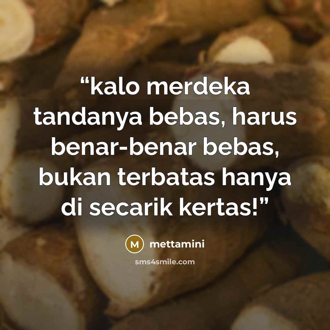 “kalo merdeka tandanya bebas, harus benar-benar bebas, bukan terbatas hanya di secarik kertas!” quote by mettamini
