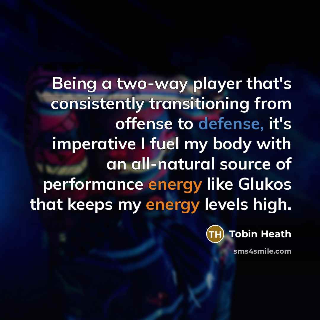 “Being a two-way player that's consistently transitioning from offense to defense, it's imperative I fuel my body with an all-natural source of performance energy like Glukos that keeps my energy levels high.” quote by Tobin Heath