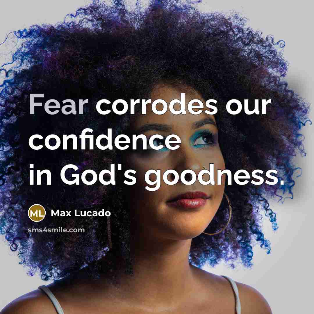 “Fear corrodes our confidence in God's goodness.” quote by Max Lucado