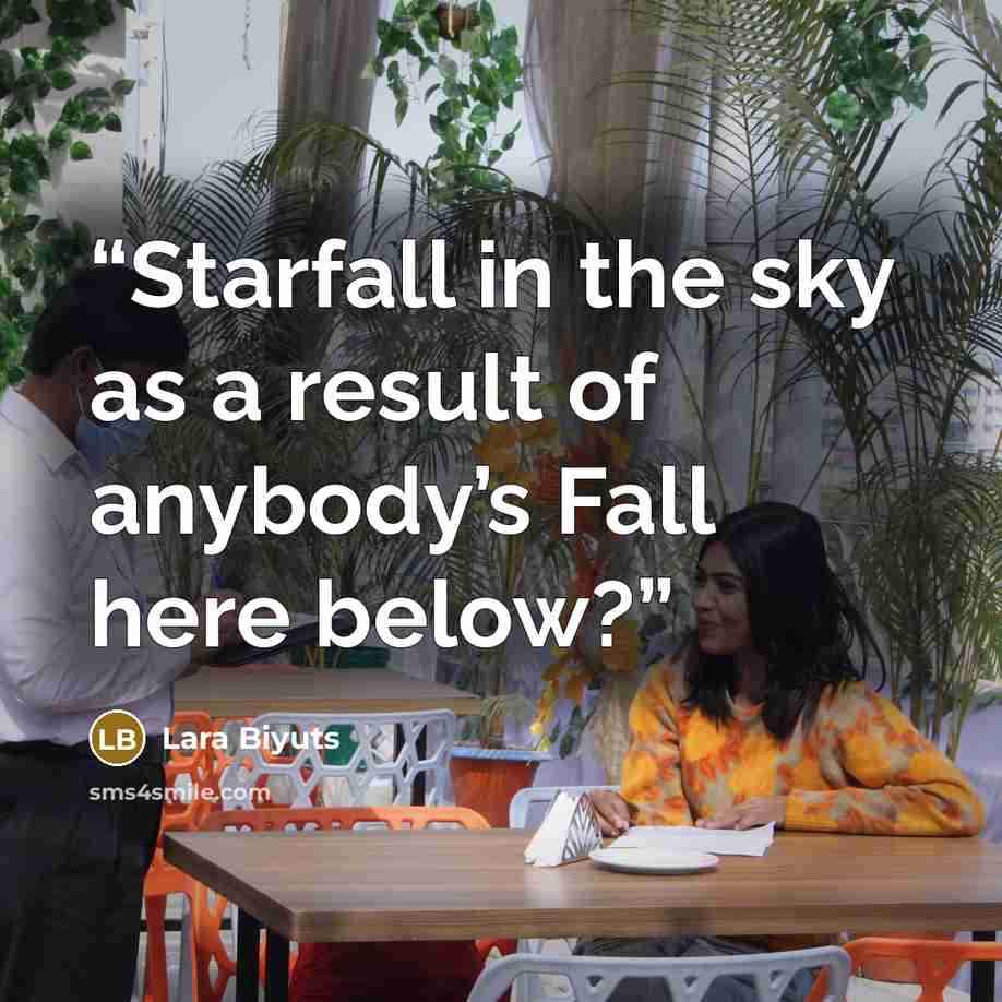 “Starfall in the sky as a result of anybody’s Fall here below?” quote by Lara Biyuts