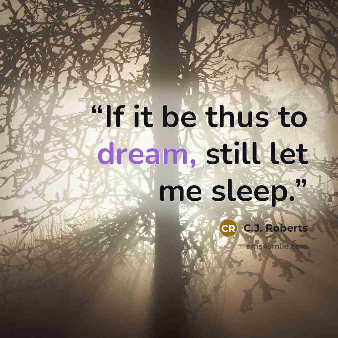 “If it be thus to dream, still let me sleep.” quote by C.J. Roberts