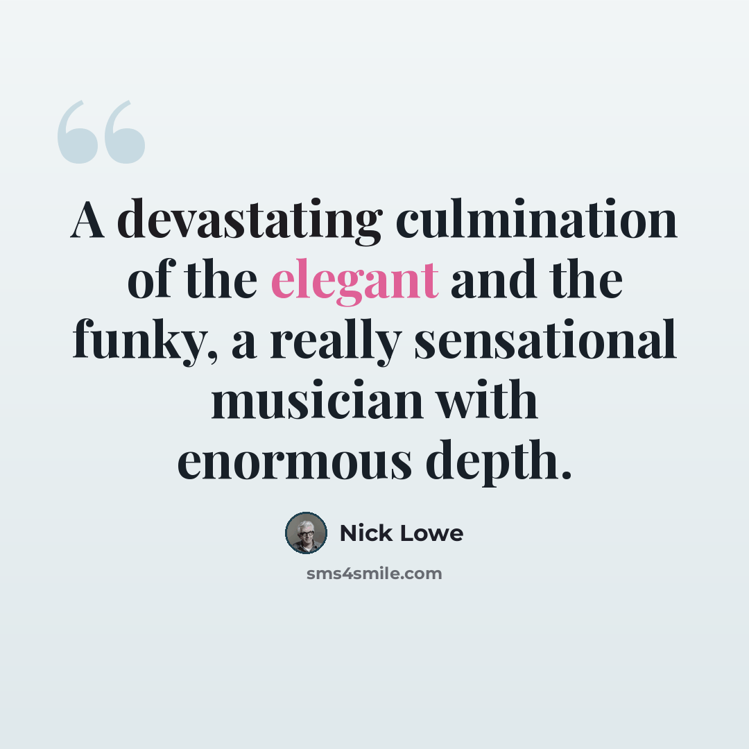 “A devastating culmination of the elegant and the funky, a really sensational musician with enormous depth.” quote by Nick Lowe
