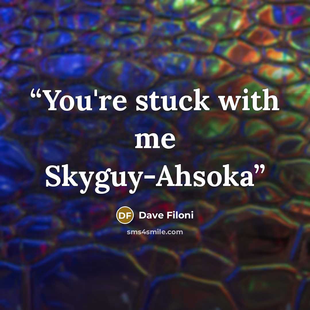 “You're stuck with me Skyguy-Ahsoka” quote by Dave Filoni