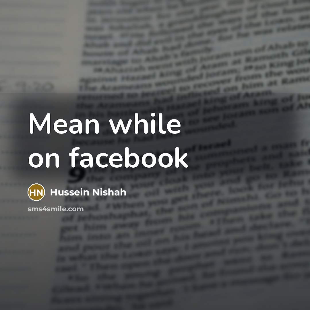“Mean while on facebook” quote by Hussein Nishah
