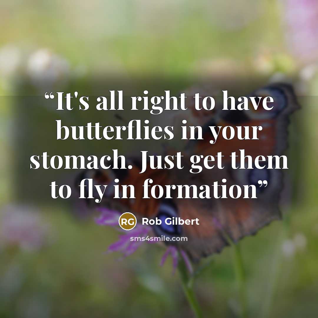 “It's all right to have butterflies in your stomach. Just get them to fly in formation” quote by Rob Gilbert