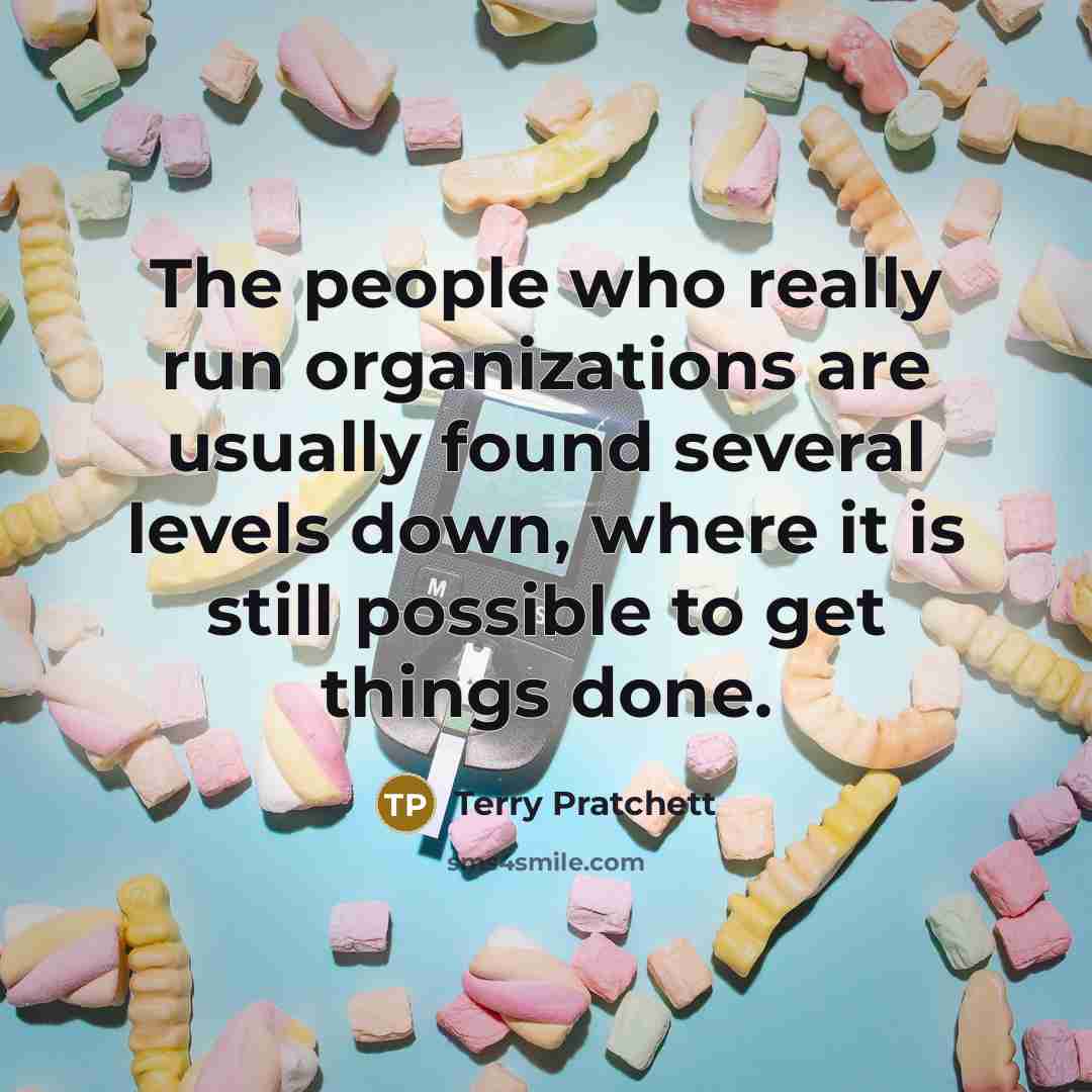 “The people who really run organizations are usually found several levels down, where it is still possible to get things done.” quote by Terry Pratchett