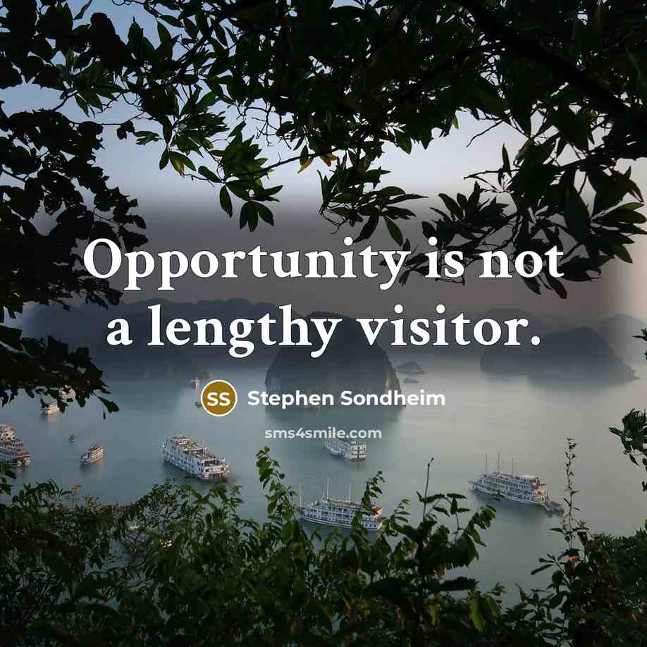 “Opportunity is not a lengthy visitor.” quote by Stephen Sondheim