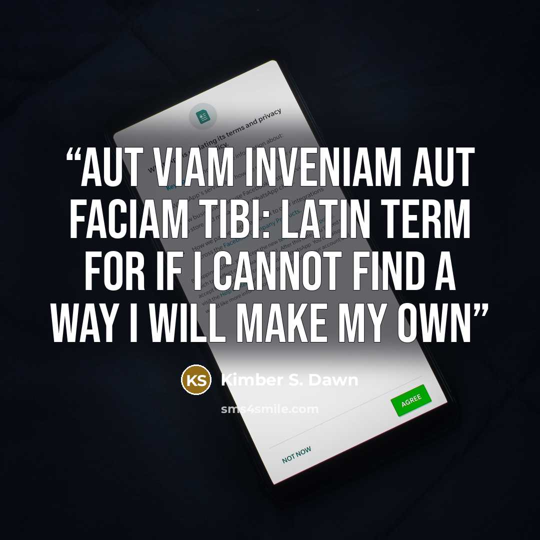“Aut viam inveniam aut faciam tibi: Latin term for If I cannot find a way I will make my own” quote by Kimber S. Dawn