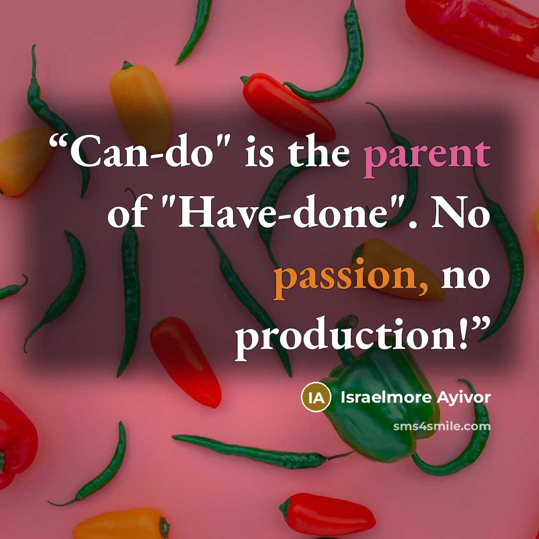 “Can-do" is the parent of "Have-done". No passion, no production!” quote by Israelmore Ayivor