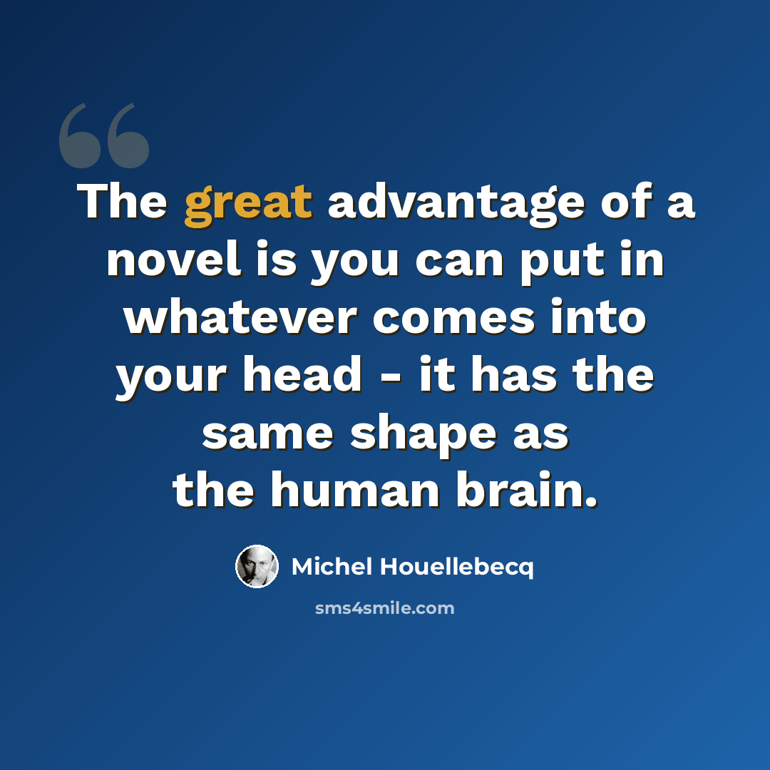 “The great advantage of a novel is you can put in whatever comes into your head - it has the same shape as the human brain.” quote by Michel Houellebecq