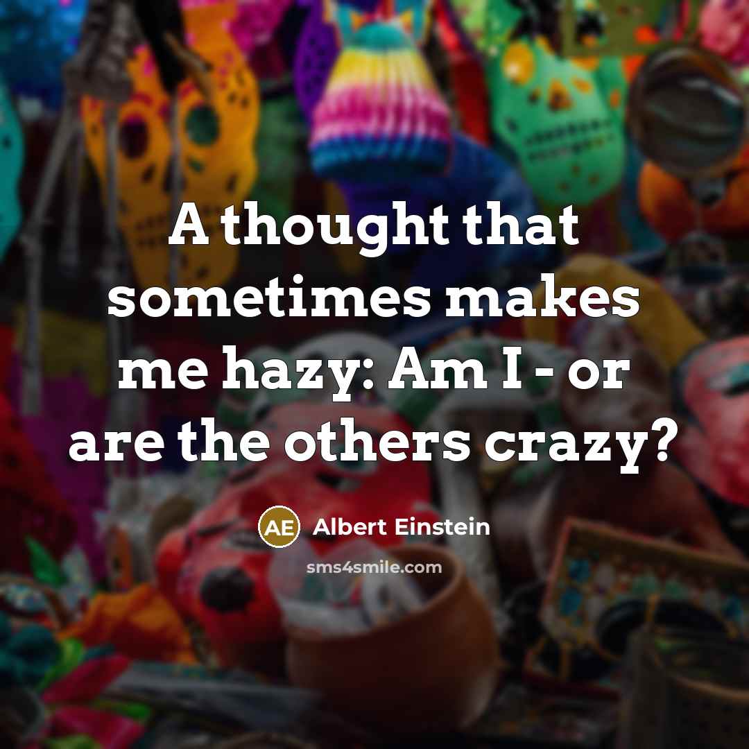 “A thought that sometimes makes me hazy: Am I - or are the others crazy?” quote by Albert Einstein