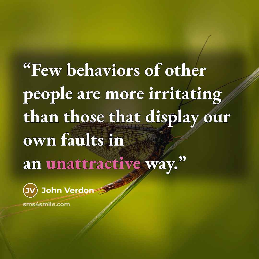 “Few behaviors of other people are more irritating than those that display our own faults in an unattractive way.” quote by John Verdon