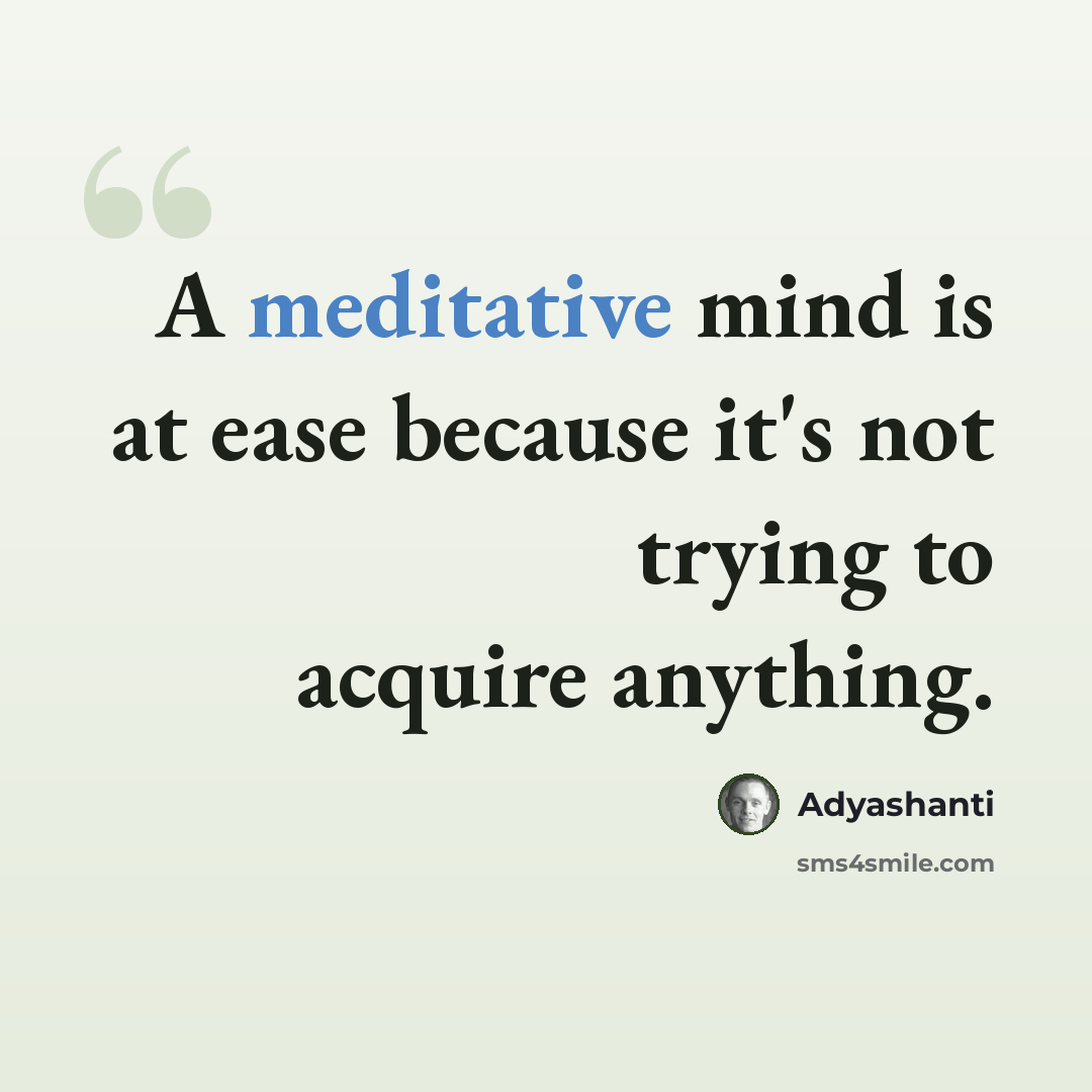 “A meditative mind is at ease because it's not trying to acquire anything.” quote by Adyashanti