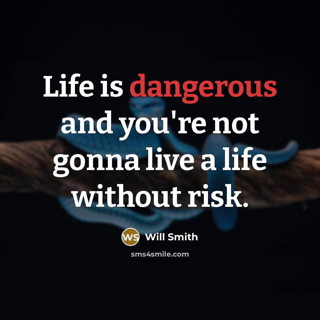 “Life is dangerous and you're not gonna live a life without risk.” quote by Will Smith