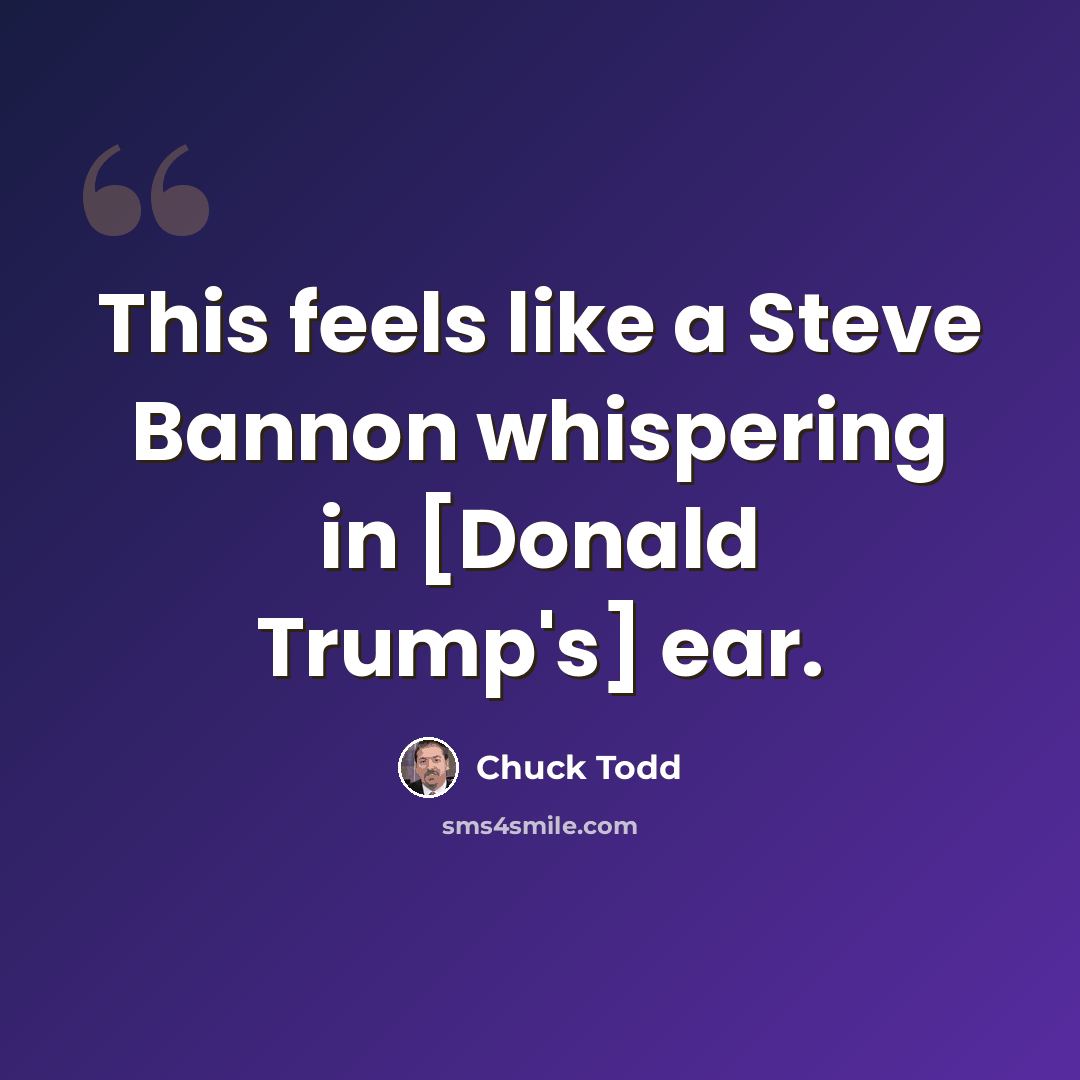 “This feels like a Steve Bannon whispering in [Donald Trump's] ear.” quote by Chuck Todd