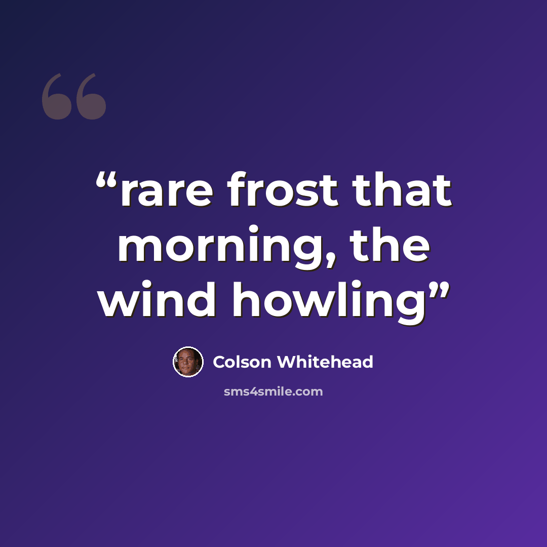 “rare frost that morning, the wind howling” quote by Colson Whitehead