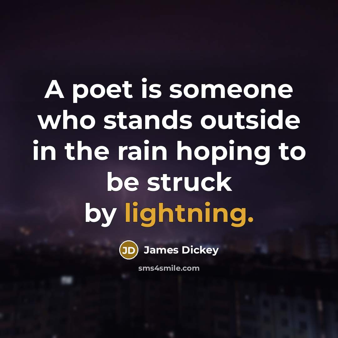 “A poet is someone who stands outside in the rain hoping to be struck by lightning.” quote by James Dickey