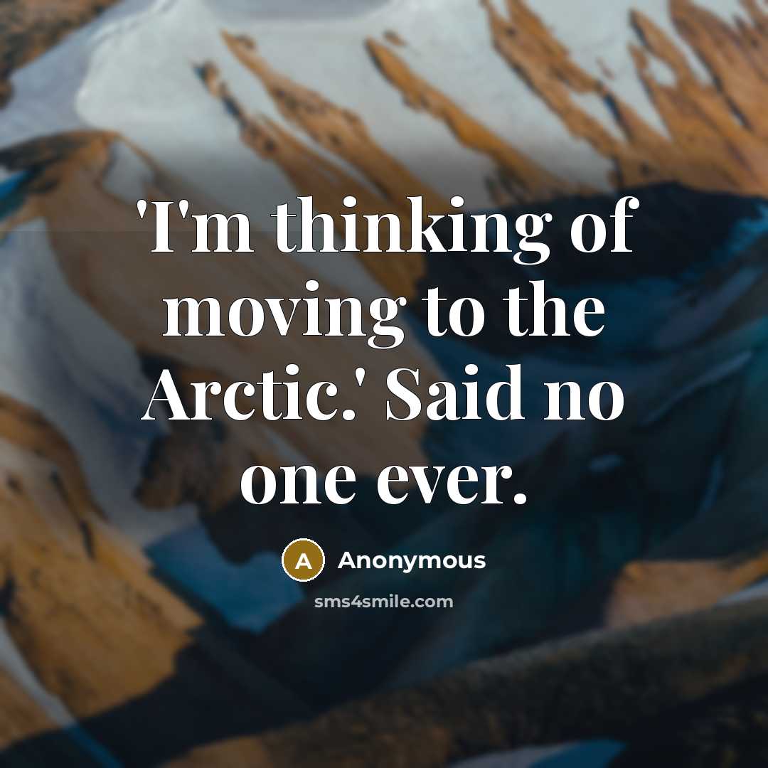 “'I'm thinking of moving to the Arctic.' Said no one ever.” quote by Anonymous