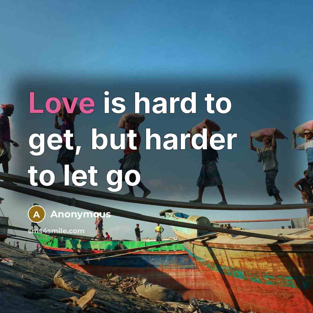 “Love is hard to get, but harder to let go” quote by Anonymous