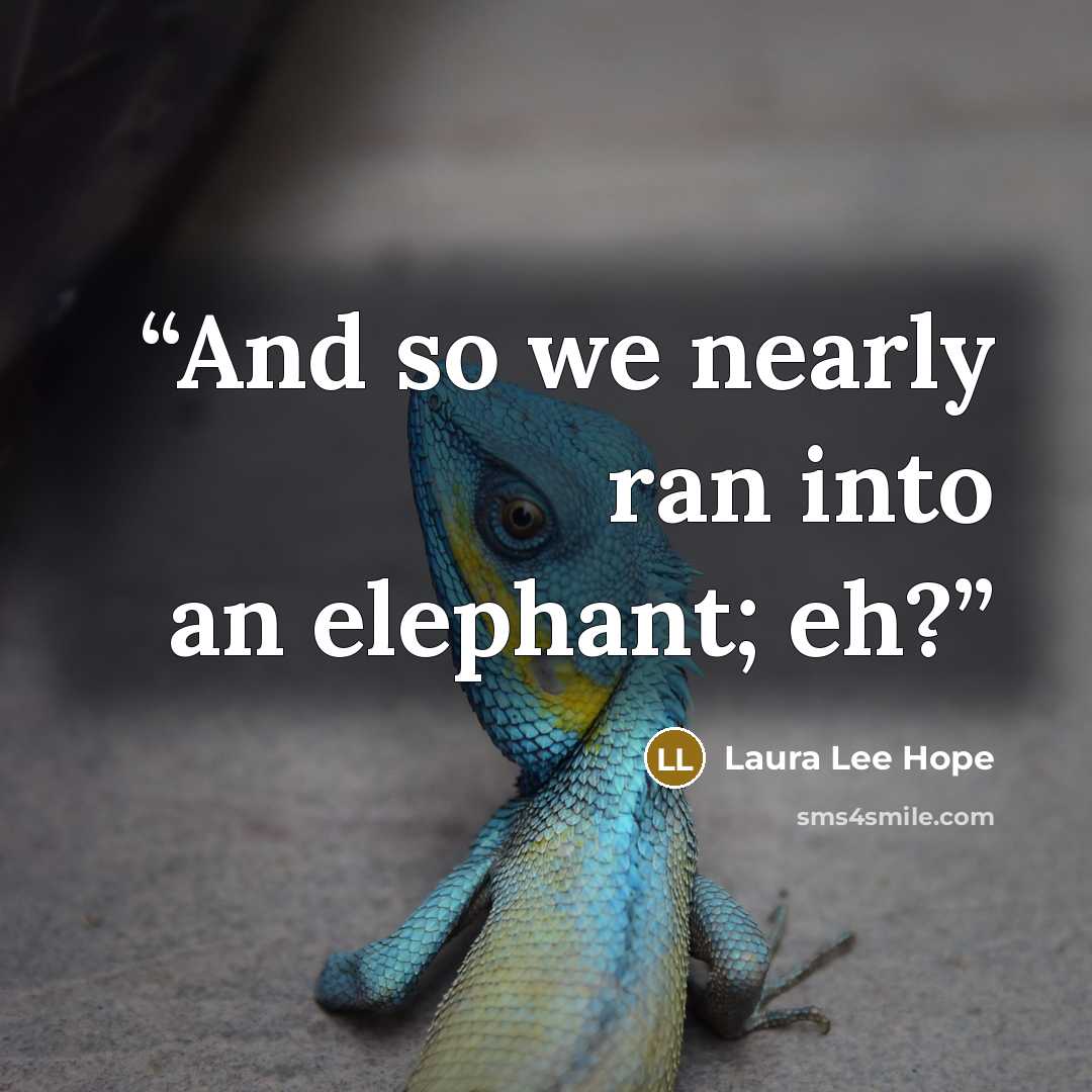“And so we nearly ran into an elephant; eh?” quote by Laura Lee Hope