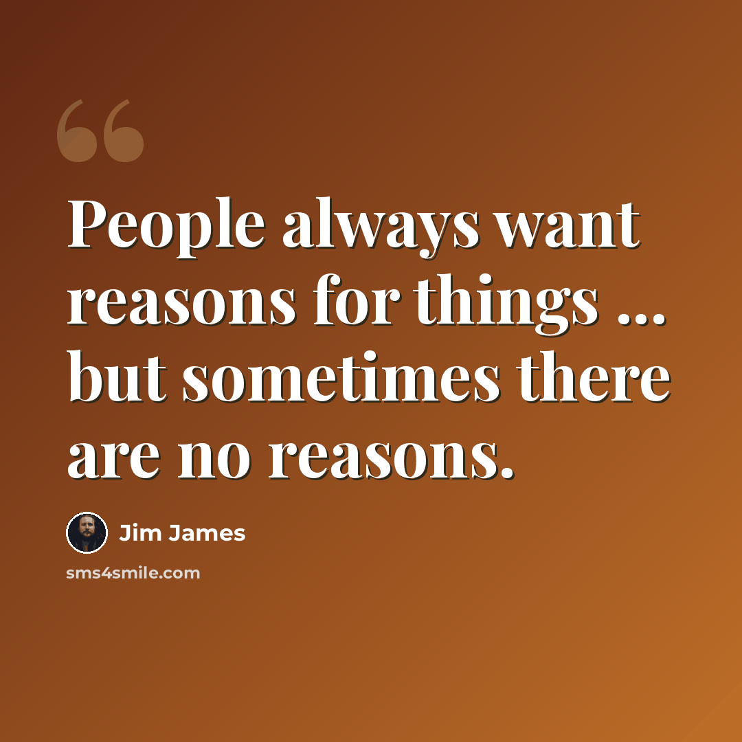“People always want reasons for things ... but sometimes there are no reasons.” quote by Jim James