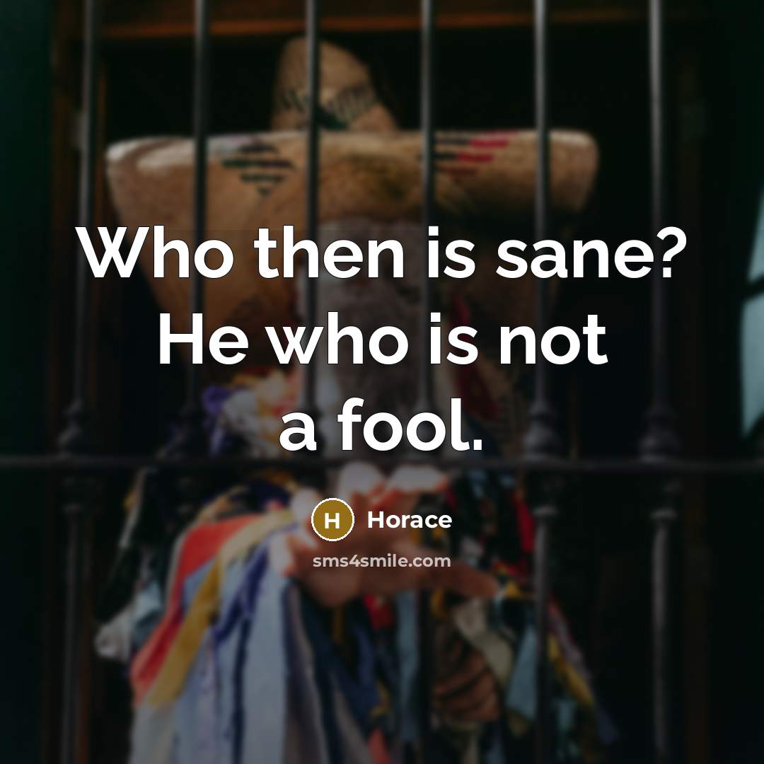 “Who then is sane? He who is not a fool.” quote by Horace