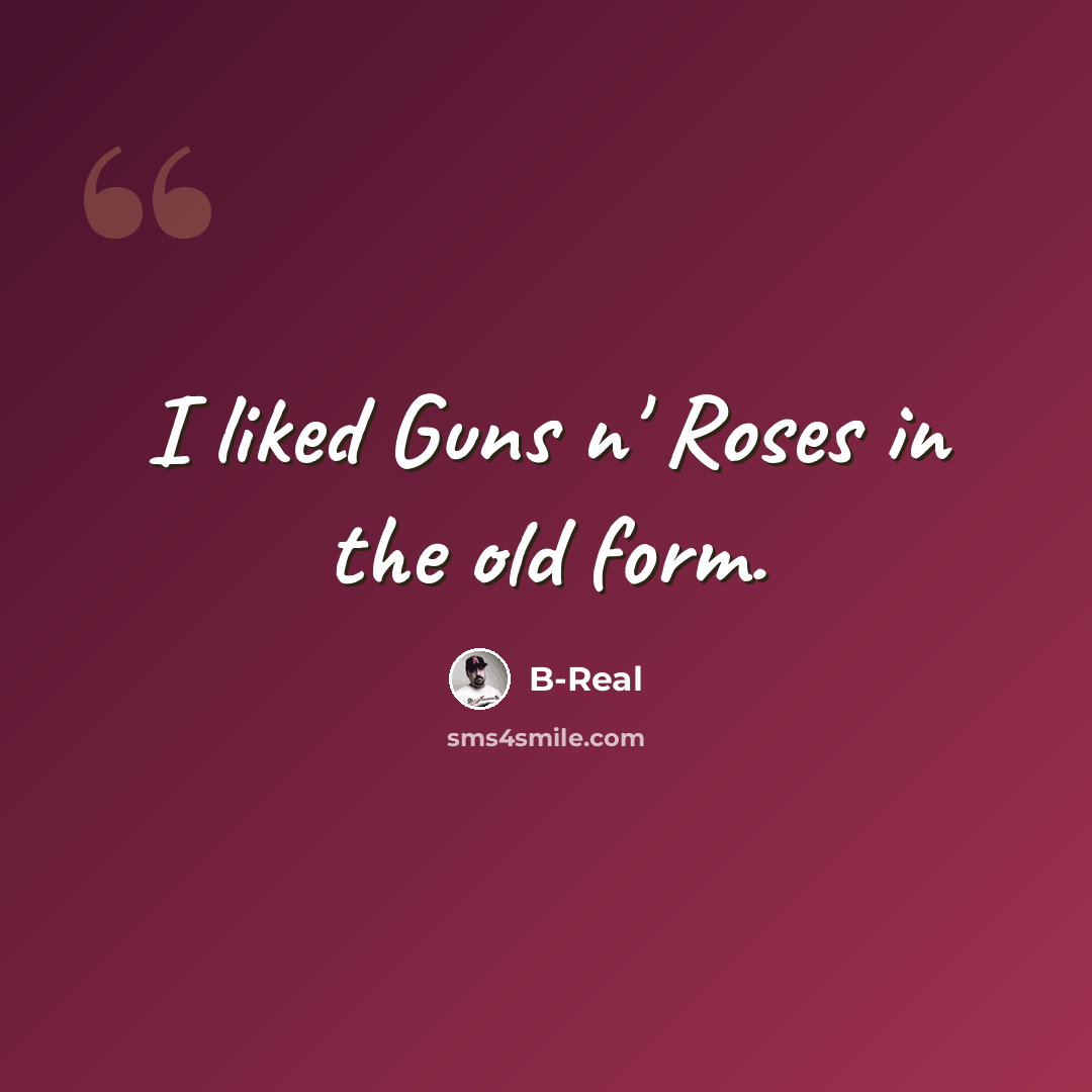 “I liked Guns n' Roses in the old form.” quote by B-Real