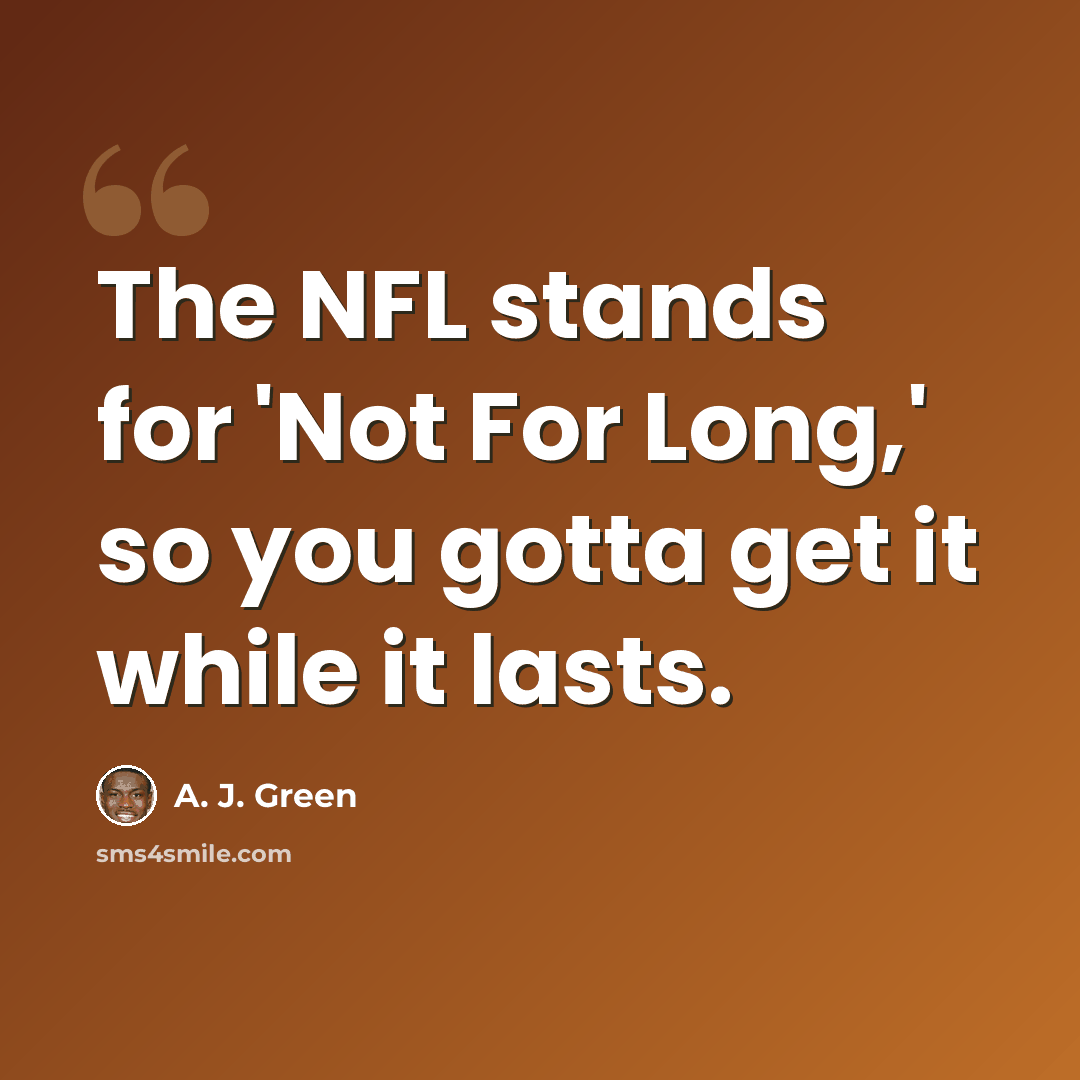 “The NFL stands for 'Not For Long,' so you gotta get it while it lasts.” quote by A. J. Green