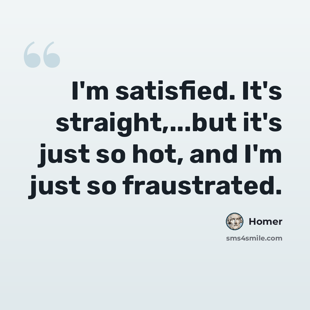 “I'm satisfied. It's straight,...but it's just so hot, and I'm just so fraustrated.” quote by Homer